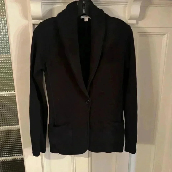 Standard James Perse Black Stretch Cotton One Button Knit Blazer Size 2 Small - Picture 2 of 9